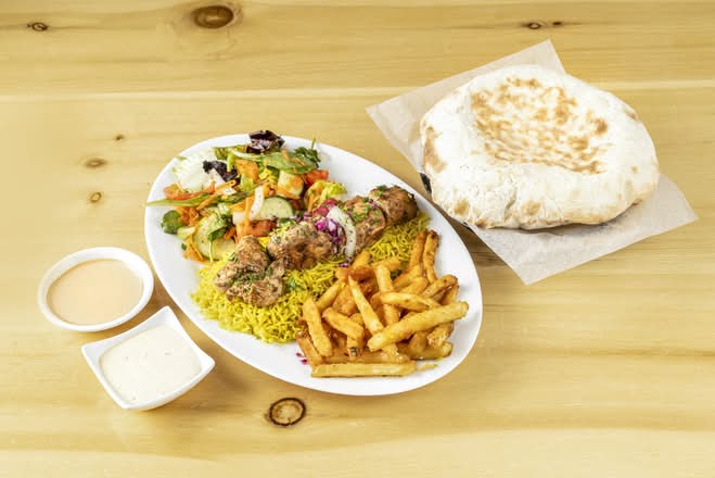 BBQ Chicken Breast Shish Tawook Souvlaki Platter