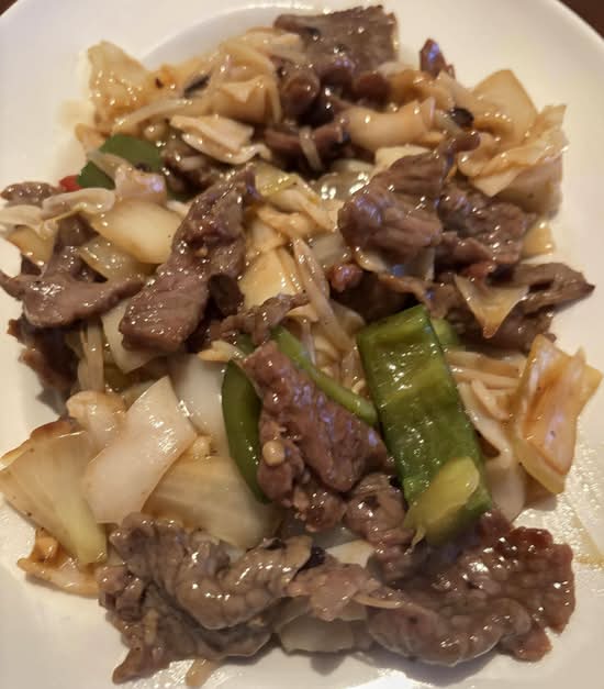 61A- beef with green pepper & black bean sauce with flat noodle 豉椒牛河