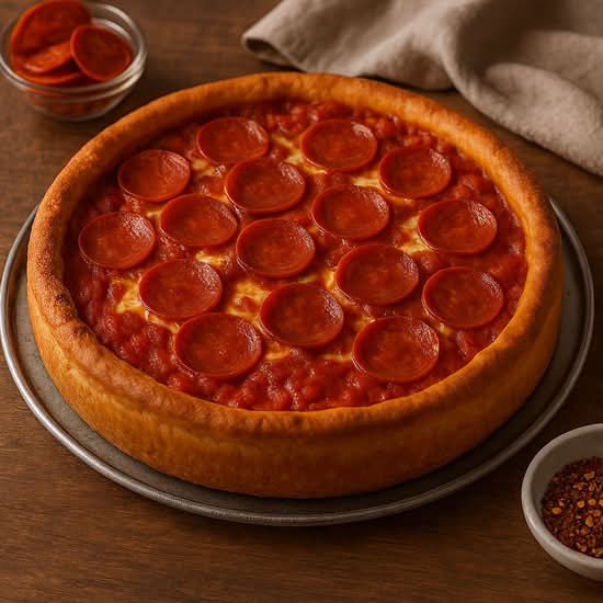 Medium Deep Dish ,Pepperoni, Italian Sausage,  Size
