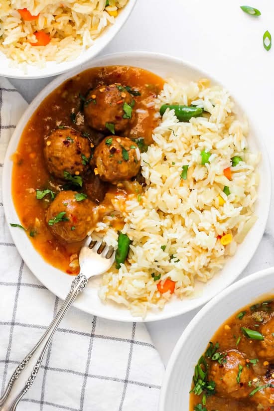 Veg Fried Rice with Gravy Manchurian