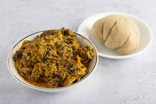 Egwusi Soup + Pounded Yam or Oat Meal or Garri