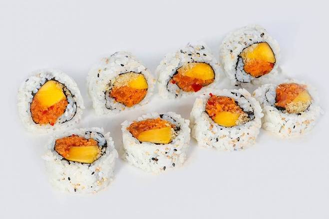 RR33 Spicy Salmon and Sweet Mango Crunch Roll