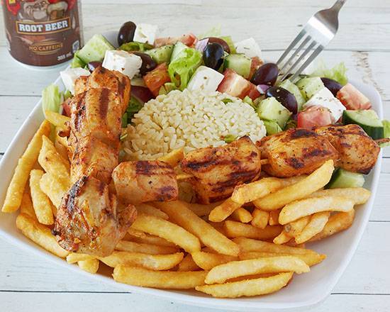 Assiette de Souvlaki au poulet / Chicken Souvlaki Plate