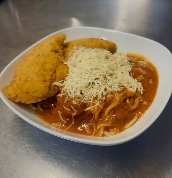 Filipino Spaghetti & Chicken Tenders