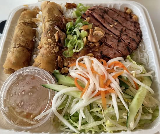 29. Grilled Marinated Pork & Spring Roll with Vermicelli (Bún Nem Nướng and Chả Giò)