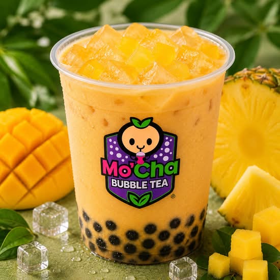 Paradise Punch Milk Tea w. Tapioca & Mango Jelly
