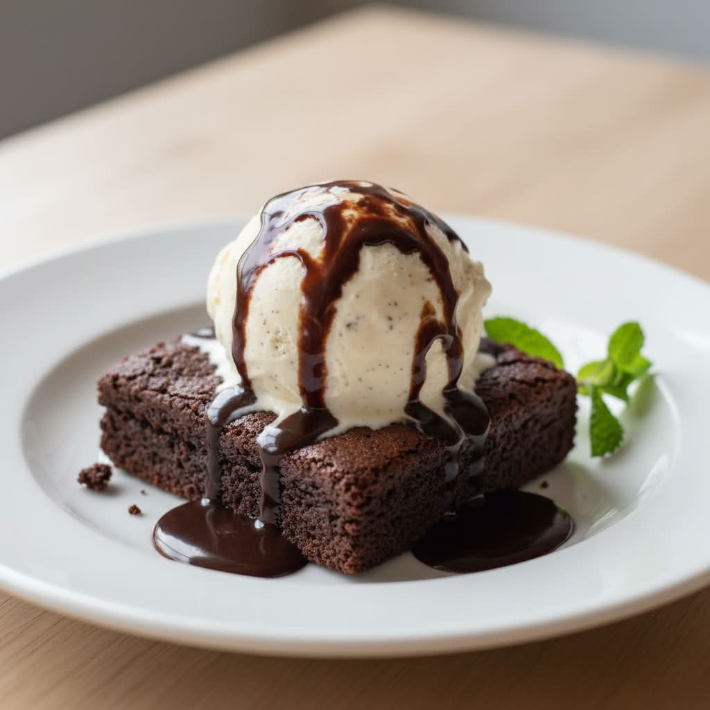 Chocolate Brownie with Ice Cream