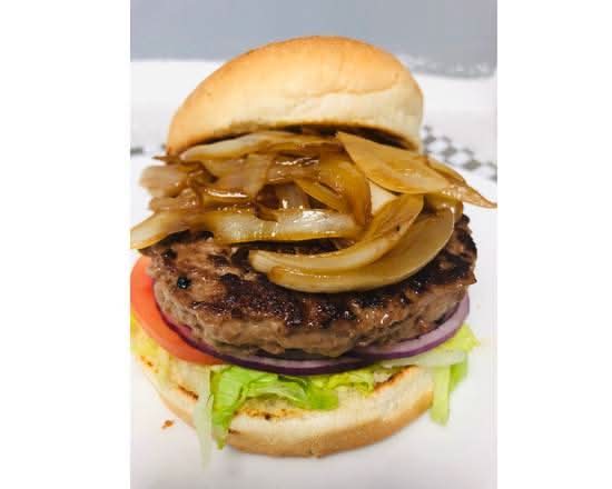 Caramelized Onion Cheeseburger with Fries (8 oz)