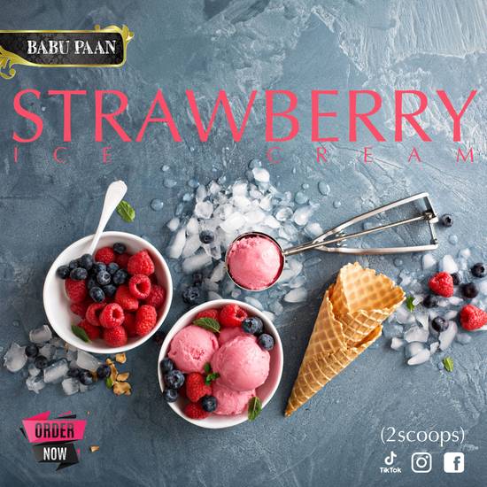 Strawberry Ice-Cream (Two Scoops)