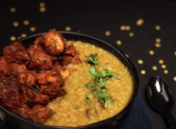 Sambar Rice With Chicken Fry
