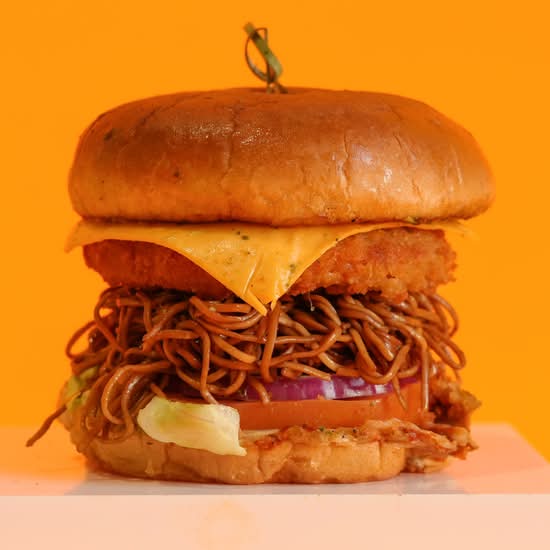 Spicy Chicken Noodle Burger