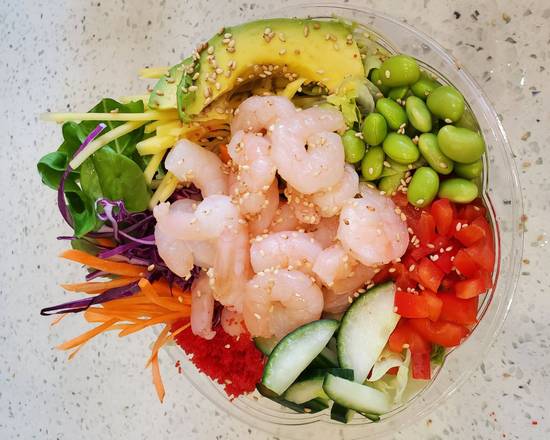 Poke bol aux crevettes cuites