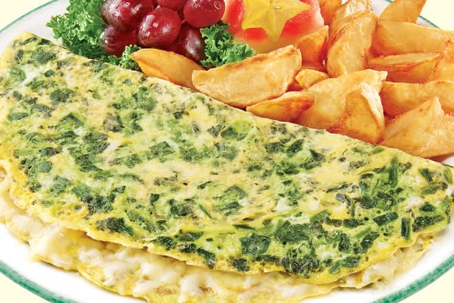 Spinach and cheddar omelette / Omelette épinards-cheddar