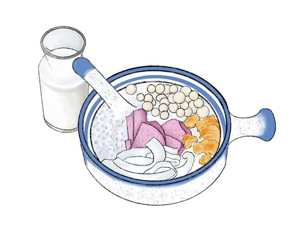 E1 Taro, Coconut Jelly Noodles, Sago, Peach Gum,Taro Balls, Mini Glutinous Rice Balls with Coconut Milk / E1 半畝傳統大滿貫