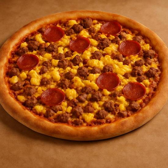 Eggs and Meat Pizza