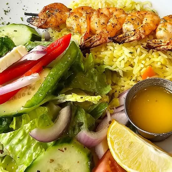 Assiette de Brochette de Crevettes / Shrimp Brochette Platter