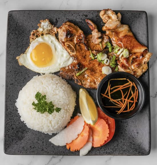 R4. Grilled Pork Chop, Grilled Chicken with Fried Egg