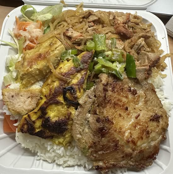 68. Steamed Egg and Shredded Pork with Grilled Pork Chop and Rice 豬扒 皮肉絲 扎肉飯