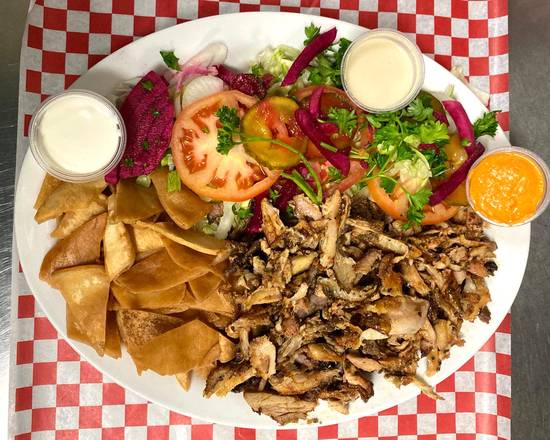 Chicken Shawarma, Salad & Pita Chips Plate