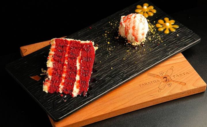 Red Velvet Cake with Vanilla Ice Cream