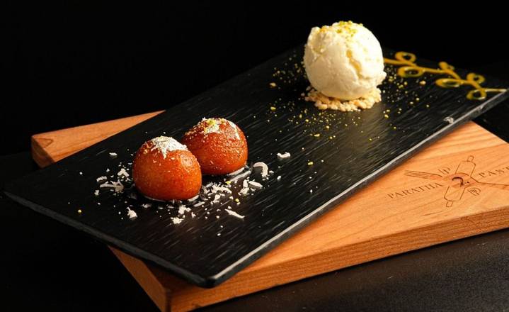 Hot Gulab Jamun with Vanilla Ice Cream