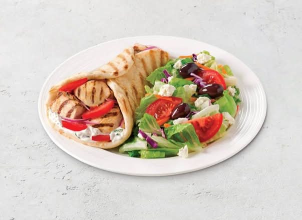 Chicken Souvlaki Pita with Salad