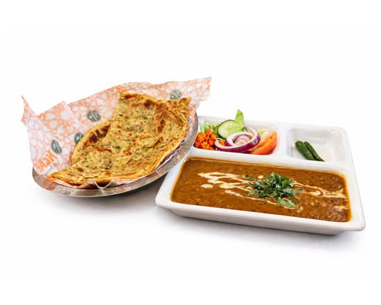 Lacha Paratha and Dal Tadka