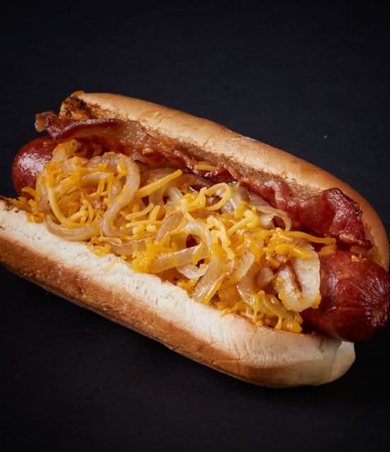 BACON CHEESE DOG - CALS 660