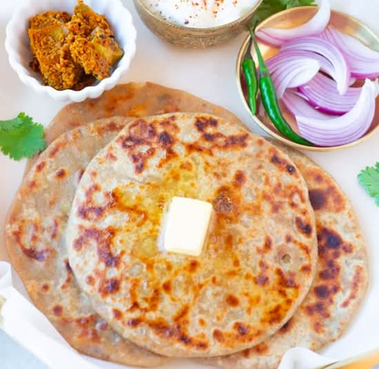 Tawa Paratha with Yogurt & Pickle