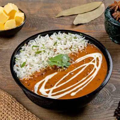 Rice with Dal Makhni and Pop or Mithai