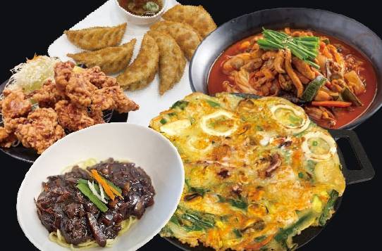 Combo C (Jjajangmyun+Jjampong+Shrimp Fried Rice+Fried Mandu+Fried Boneless Chicken)