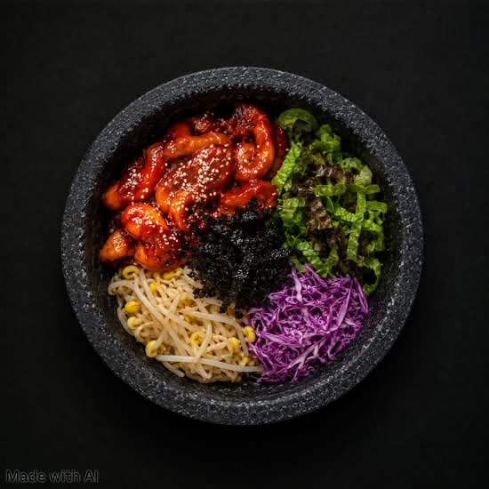 오징어 돌솥비빔밥./ Spicy Squid Dolsot