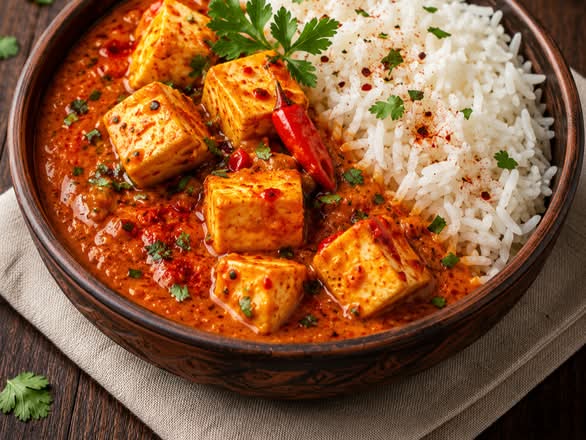 Paneer Butter Masala and Rice