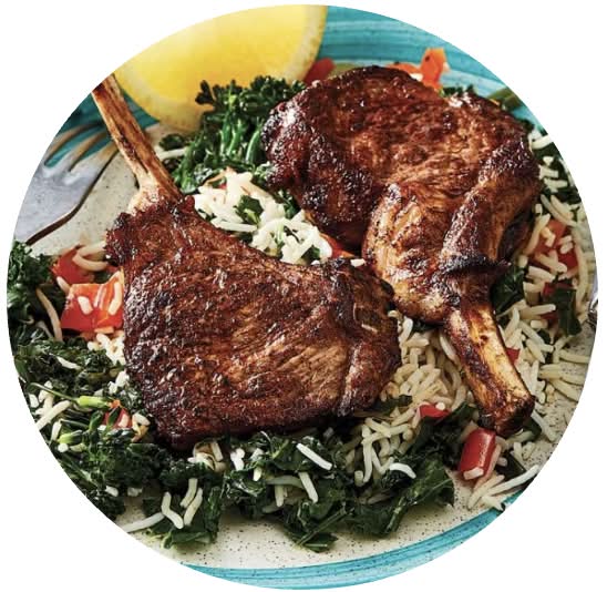3 Pieces Lamb Chops with Rice 1 Nan, Salad, Sauce and a Pop Can
