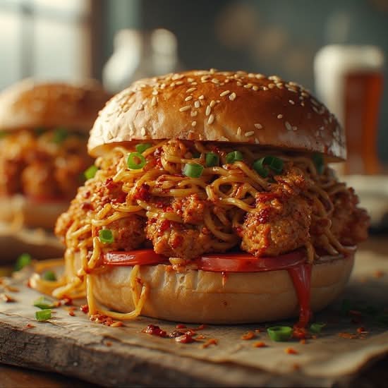 Chicken Noodle Burger | Poulet Noodle Burger