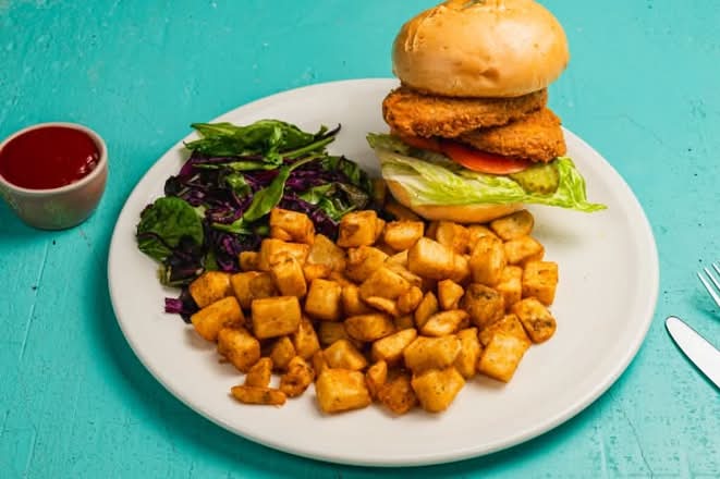 Vegan chicken Schnitzel Burger