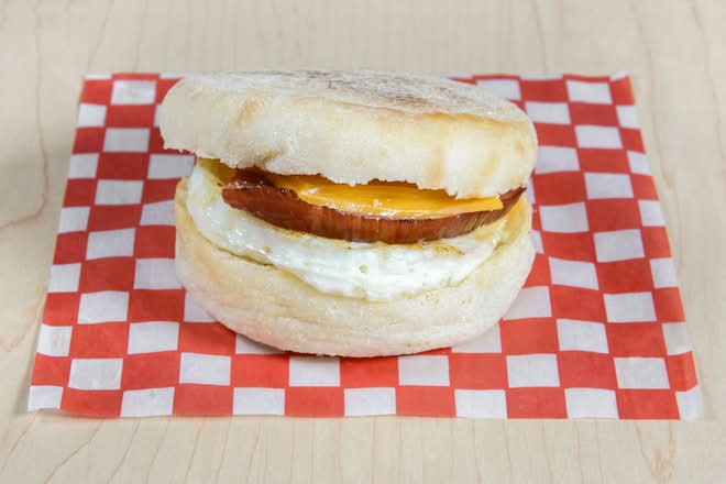 English Muffin with Egg, Ham & Cheese