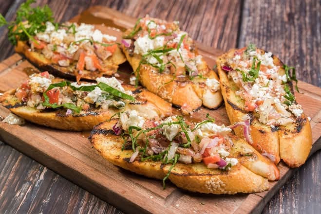 Tomato Feta Bruschetta Toasts