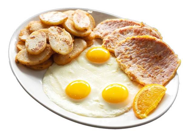 Peameal and Eggs  890 Cals