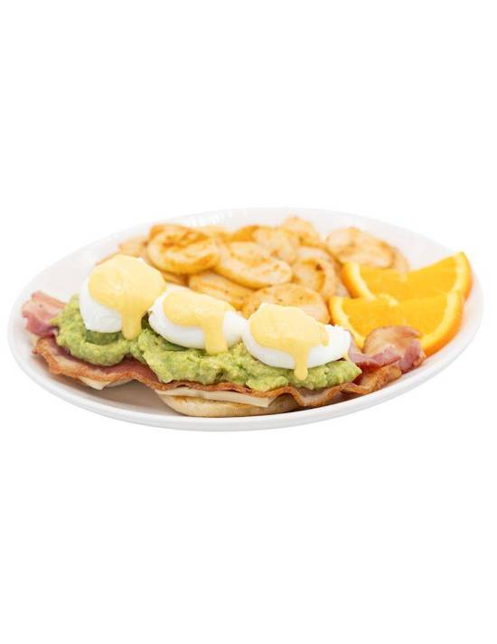 Avocado Bacon Benedict 900 Cals