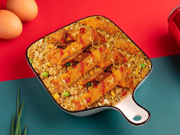 Riz Frit Au Gros poulet frit original /Original Fried Chicken with Fried Rice