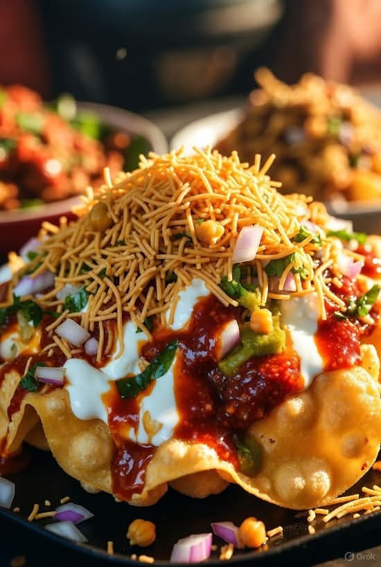 Chaat Papdi - Crispy Street Style Chaat Loaded with Flavors