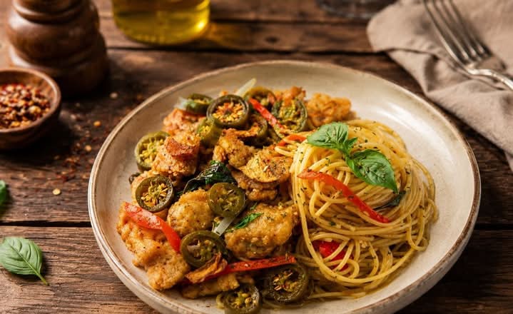 Jalapeño & Garlic Chicken Spaghetti🌶