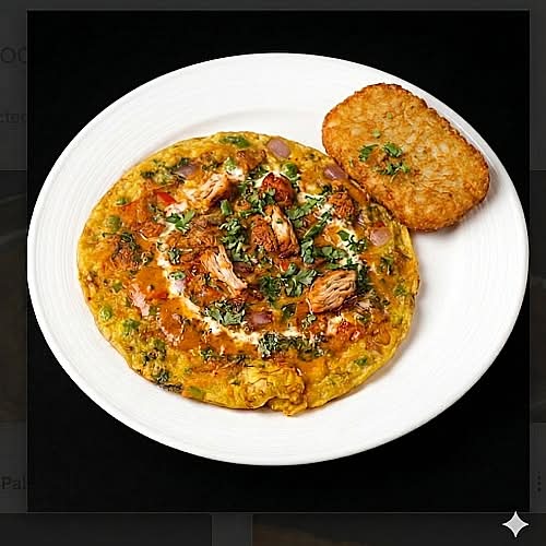 Butter Chicken Fried Omelette / Omelette au Poulet au Beurre