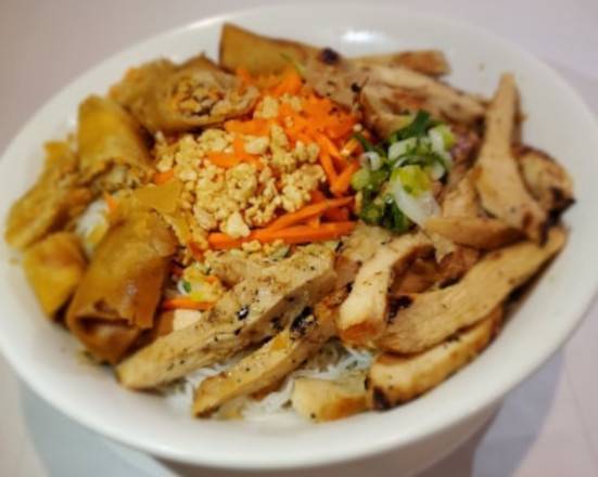 B24. Vermicelli with Spring Rolls & Grilled Chicken