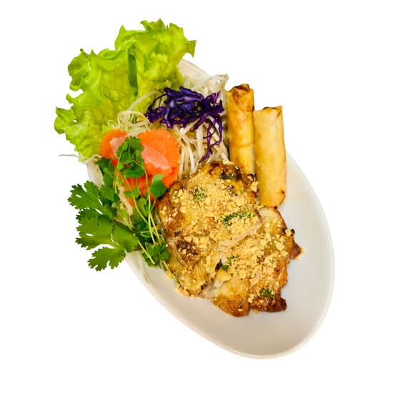 Grilled Chicken Bun and Spring Rolls