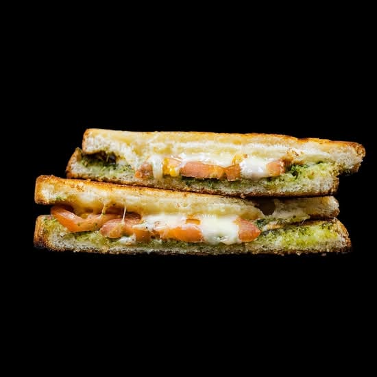 Tomato & Basil Pesto Grilled Cheese