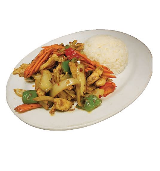 65. Lemongrass Chicken with Mixed Veggies and Steamed Rice