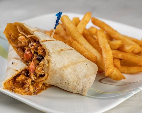 Mediterranean Chicken Wrap with Fries