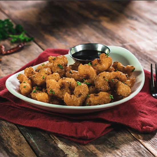 Spicy Maple Glazed Popcorn Shrimp